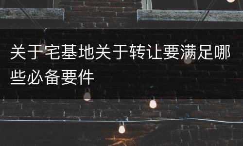 关于宅基地关于转让要满足哪些必备要件