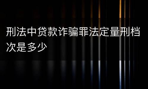 刑法中贷款诈骗罪法定量刑档次是多少