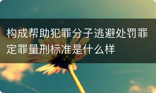构成帮助犯罪分子逃避处罚罪定罪量刑标准是什么样