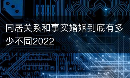 同居关系和事实婚姻到底有多少不同2022