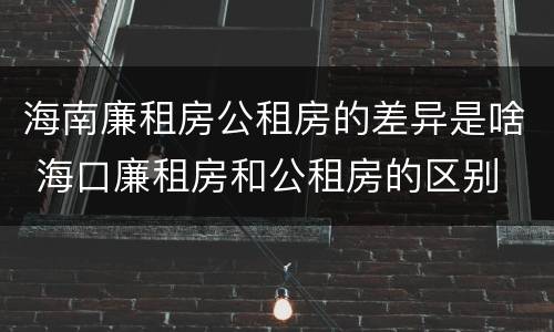海南廉租房公租房的差异是啥 海口廉租房和公租房的区别
