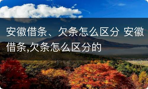 安徽借条、欠条怎么区分 安徽借条,欠条怎么区分的