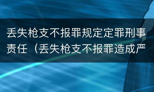丢失枪支不报罪规定定罪刑事责任（丢失枪支不报罪造成严重后果）