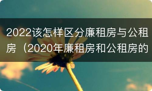 2022该怎样区分廉租房与公租房（2020年廉租房和公租房的区别）
