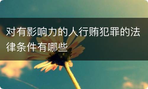 对有影响力的人行贿犯罪的法律条件有哪些