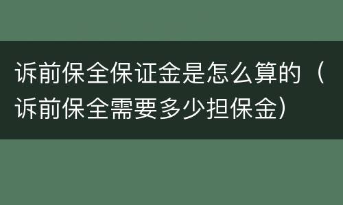 诉前保全保证金是怎么算的（诉前保全需要多少担保金）