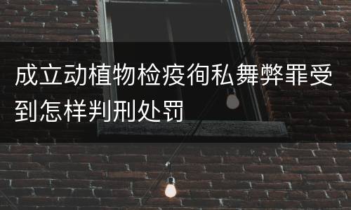 成立动植物检疫徇私舞弊罪受到怎样判刑处罚