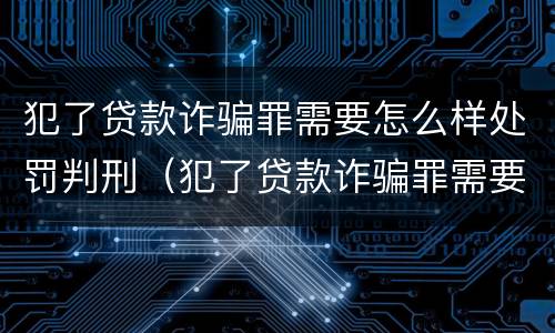 犯了贷款诈骗罪需要怎么样处罚判刑（犯了贷款诈骗罪需要怎么样处罚判刑吗）