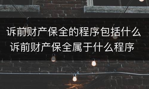 诉前财产保全的程序包括什么 诉前财产保全属于什么程序