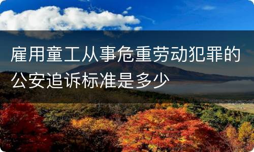 雇用童工从事危重劳动犯罪的公安追诉标准是多少
