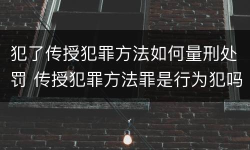 犯了传授犯罪方法如何量刑处罚 传授犯罪方法罪是行为犯吗