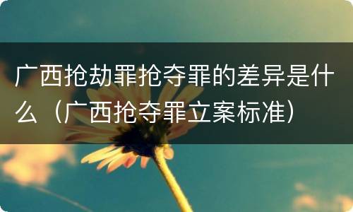 广西抢劫罪抢夺罪的差异是什么（广西抢夺罪立案标准）