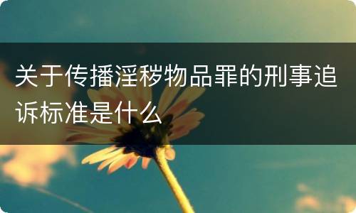 关于传播淫秽物品罪的刑事追诉标准是什么