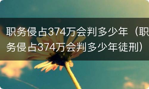 职务侵占374万会判多少年（职务侵占374万会判多少年徒刑）
