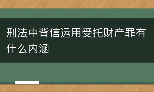刑法中背信运用受托财产罪有什么内涵