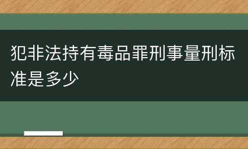 犯非法持有毒品罪刑事量刑标准是多少