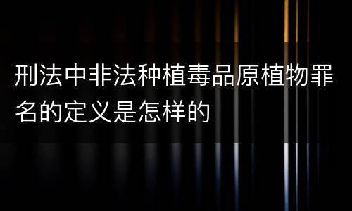 刑法中非法种植毒品原植物罪名的定义是怎样的