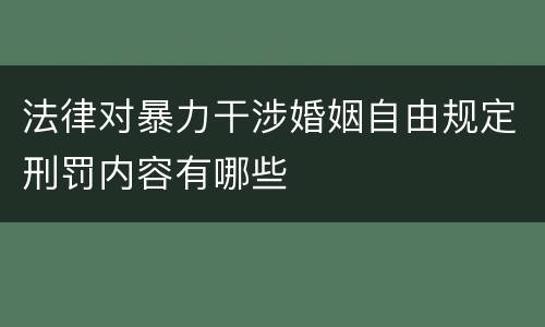 法律对暴力干涉婚姻自由规定刑罚内容有哪些