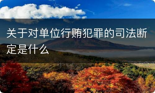 关于对单位行贿犯罪的司法断定是什么