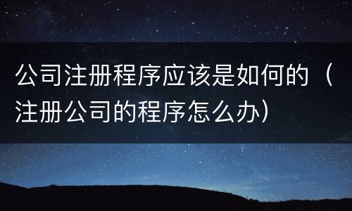 公司注册程序应该是如何的（注册公司的程序怎么办）