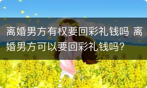 离婚男方有权要回彩礼钱吗 离婚男方可以要回彩礼钱吗?