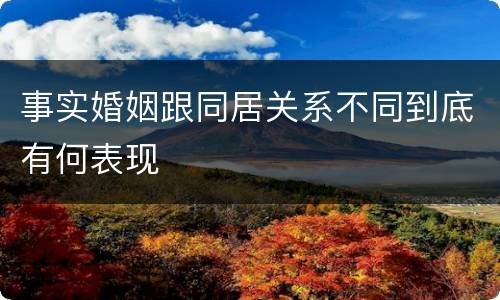 事实婚姻跟同居关系不同到底有何表现