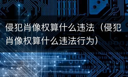 侵犯肖像权算什么违法（侵犯肖像权算什么违法行为）
