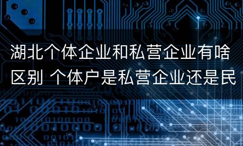 湖北个体企业和私营企业有啥区别 个体户是私营企业还是民营企业