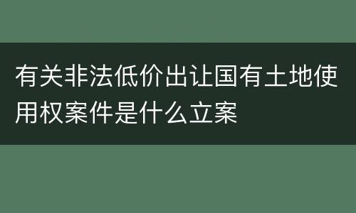 有关非法低价出让国有土地使用权案件是什么立案