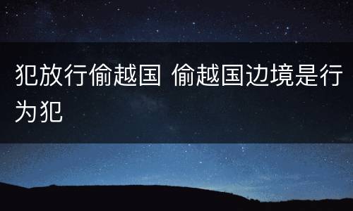 犯放行偷越国 偷越国边境是行为犯