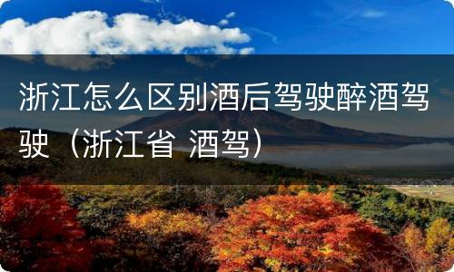 浙江怎么区别酒后驾驶醉酒驾驶（浙江省 酒驾）