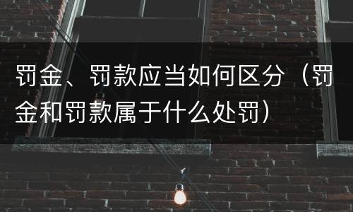 罚金、罚款应当如何区分（罚金和罚款属于什么处罚）