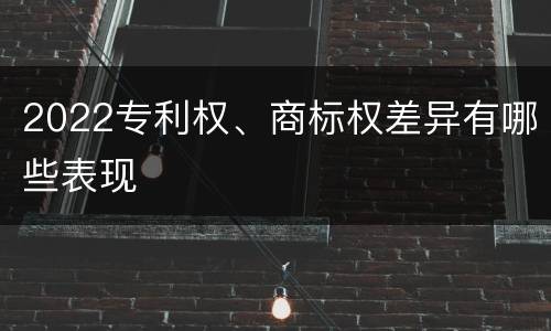 2022专利权、商标权差异有哪些表现