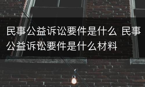 民事公益诉讼要件是什么 民事公益诉讼要件是什么材料
