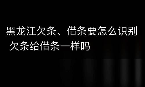黑龙江欠条、借条要怎么识别 欠条给借条一样吗