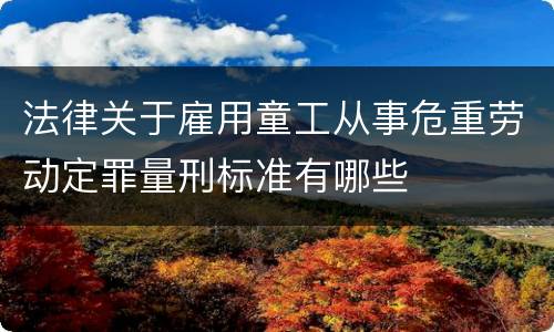 法律关于雇用童工从事危重劳动定罪量刑标准有哪些