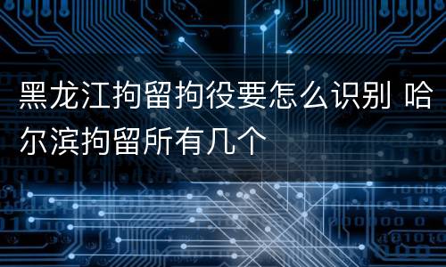 黑龙江拘留拘役要怎么识别 哈尔滨拘留所有几个