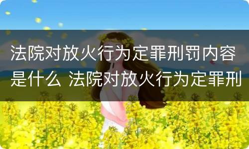 法院对放火行为定罪刑罚内容是什么 法院对放火行为定罪刑罚内容是什么意思