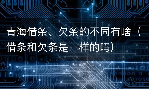 青海借条、欠条的不同有啥（借条和欠条是一样的吗）