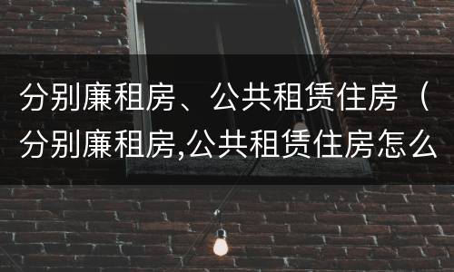 分别廉租房、公共租赁住房（分别廉租房,公共租赁住房怎么分配）