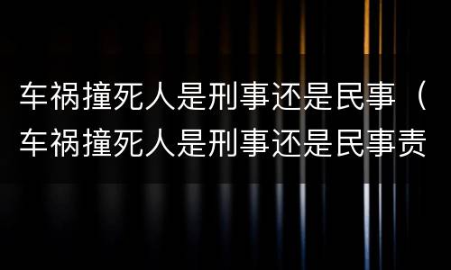 车祸撞死人是刑事还是民事（车祸撞死人是刑事还是民事责任）