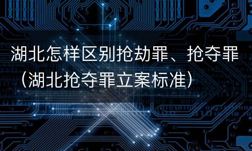 湖北怎样区别抢劫罪、抢夺罪（湖北抢夺罪立案标准）
