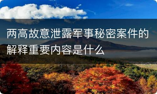 两高故意泄露军事秘密案件的解释重要内容是什么