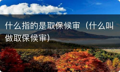 什么指的是取保候审（什么叫做取保候审）