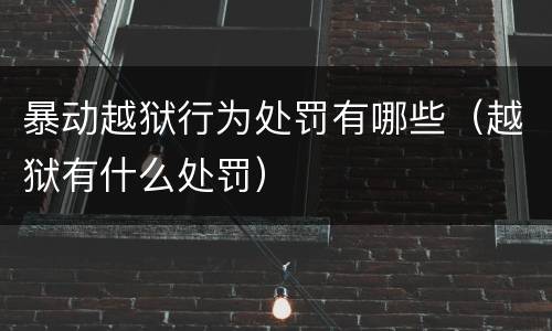 暴动越狱行为处罚有哪些（越狱有什么处罚）