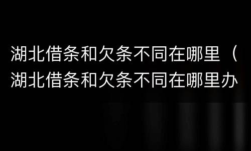 湖北借条和欠条不同在哪里（湖北借条和欠条不同在哪里办理）