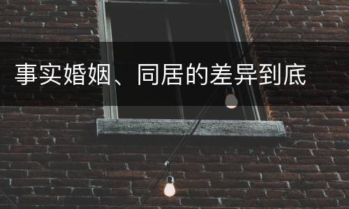 事实婚姻、同居的差异到底