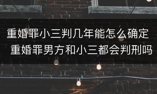 重婚罪小三判几年能怎么确定 重婚罪男方和小三都会判刑吗