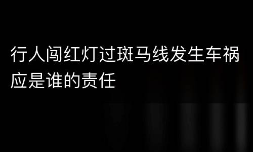 行人闯红灯过斑马线发生车祸应是谁的责任