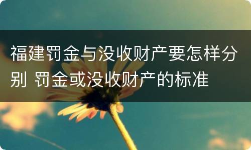 福建罚金与没收财产要怎样分别 罚金或没收财产的标准